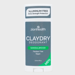 Clay Dry Deodorant Men Sandalwood Zion Health 2.8 oz Stick
